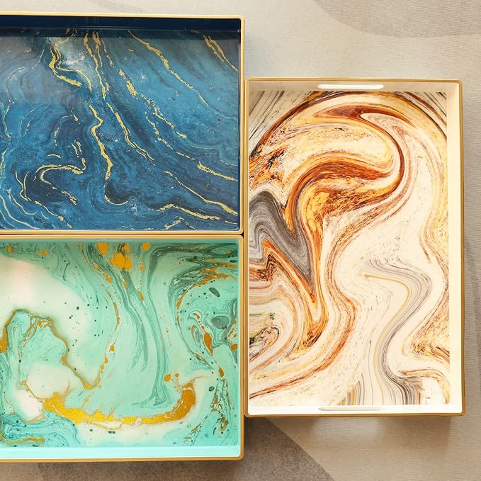 Turquoise Marbling Decorative Tray - Image 6