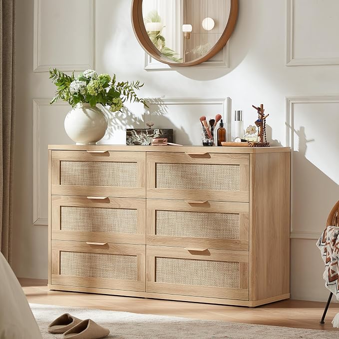 LEYAOYAO Rattan 6 Drawer Dresser - Image 2