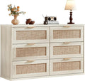 LEYAOYAO Rattan Dresser for Bedroom Set of 2, Boho 48" Wide White Dresser Chest by LEYAOYAO-Findtheshiningpointofyourideallife%EF%BC%81