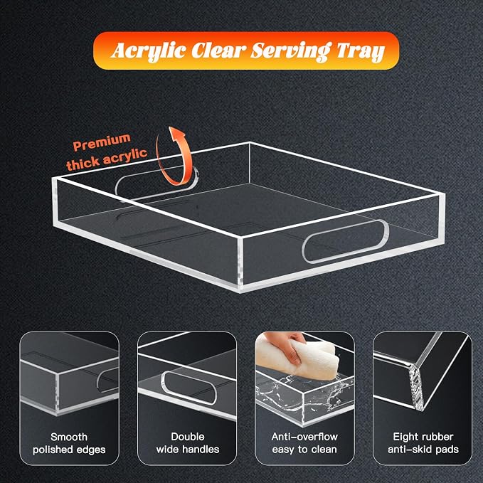 17 * 17 Acrylic Organizer Tray Large, Serving Tray - Image 3