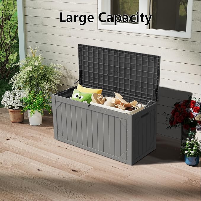 100 Gallon Resin Deck Box, Waterproof Outdoor Storage Box - Image 5