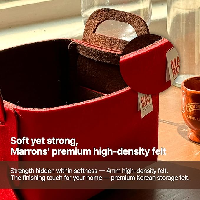 Collapsible DeepGreen Red Felt Storage Bin Small 11"x7.1"x7.1" – Foldable Basket - Image 2