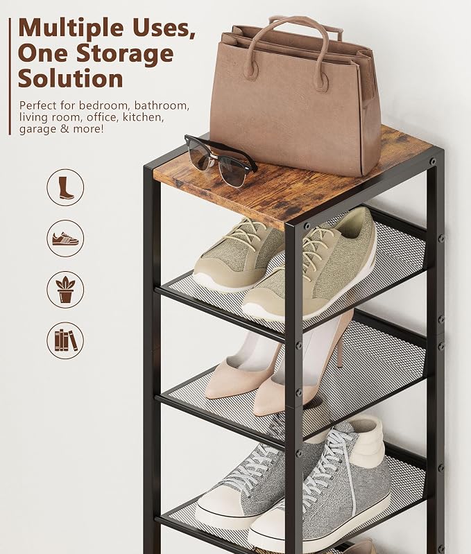 8 Tiers Vertical Shoe Rack, Corner Shoe Storage Organizer, Narrow Shoe Tower - Image 7