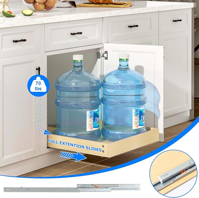 WelFurGeer Heavy-Duty Plywood Pull-Out Cabinet Drawers, Smooth Slide-Out Shelves - Image 6