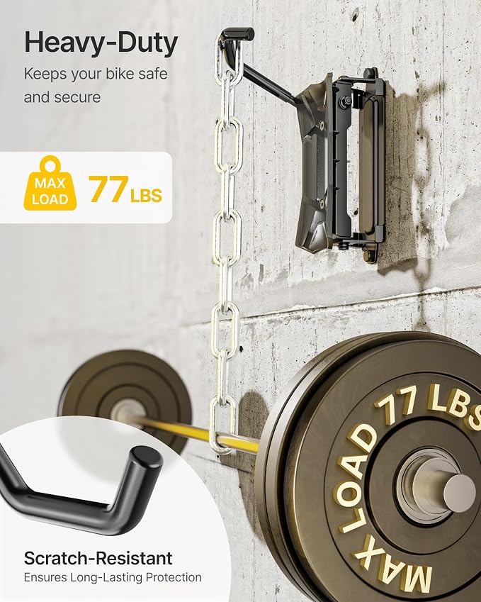 monTEK Heavy duty Bike Wall Mount, Swivel Bike Wall Hanger Holds Up to 77lbs - Image 2