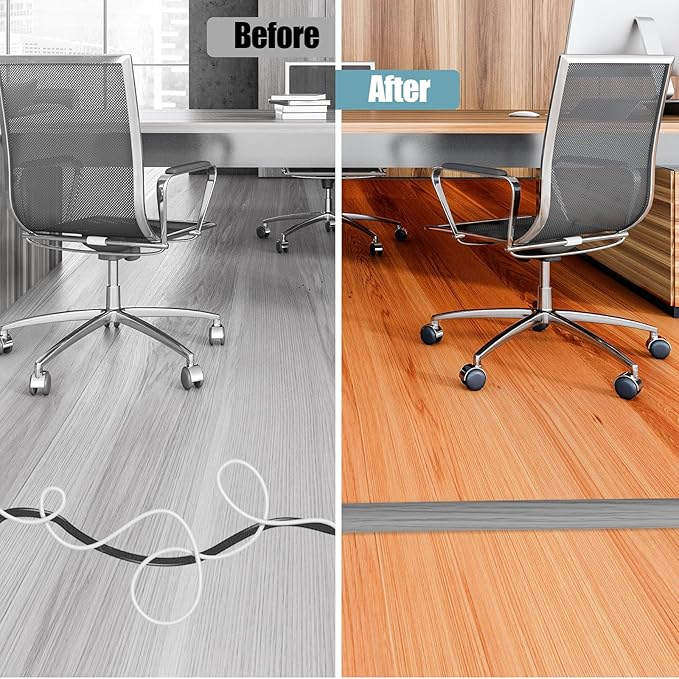 Floor Cord Cover Self Adhesive Cord Hider, 3.3FT Cable Management, Extension - Image 5
