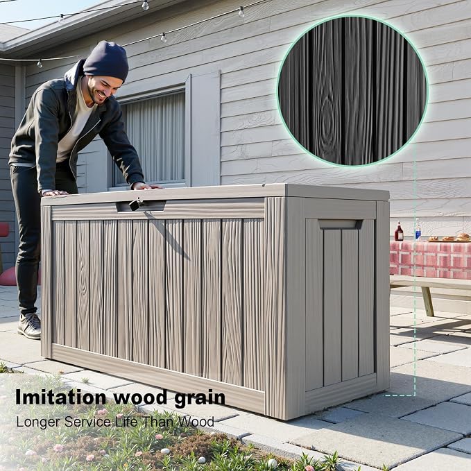 90 Gallon Deck Box, Resin Outdoor Storage Box - Image 3