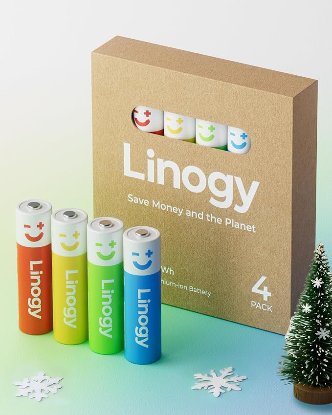 1.5V Rechargeable AAA Batteries Lithium-ion, 200 Cycles, Fast Charging by Linogy
