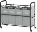 Tajsoon 4 Bag Laundry Sorter Cart, 4 Section Laundry Hamper Sorter by Tajsoon