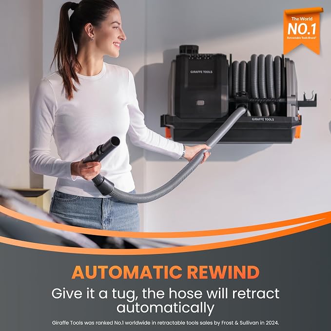 Giraffe Tools Grandstorm Retractable Vacuum Cleaner Wall-Mounted, Shop Wet Dry - Image 2