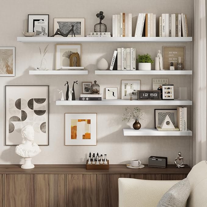 Fun Memories 40 Inch Floating Shelves Set of 2, 8 Inch Deep Wall Shelf - Image 6