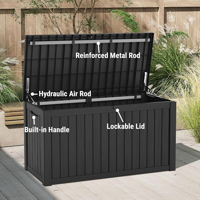 Mars Villa 150 Gallon Outdoor Storage Box Waterproof, Large Resin Deck Box - Image 5