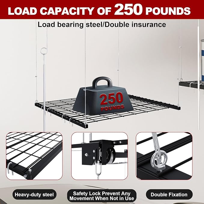 4x4FT Overhead Garage Storage Rack - Image 4