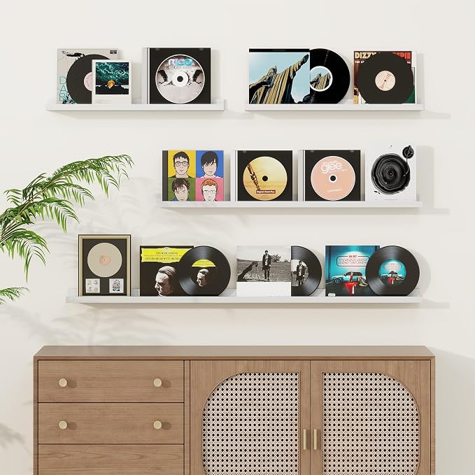 Fun Memories Picture Ledge Shelf, Solid Pine Wood Floating Shelves Set of 4 - Image 3