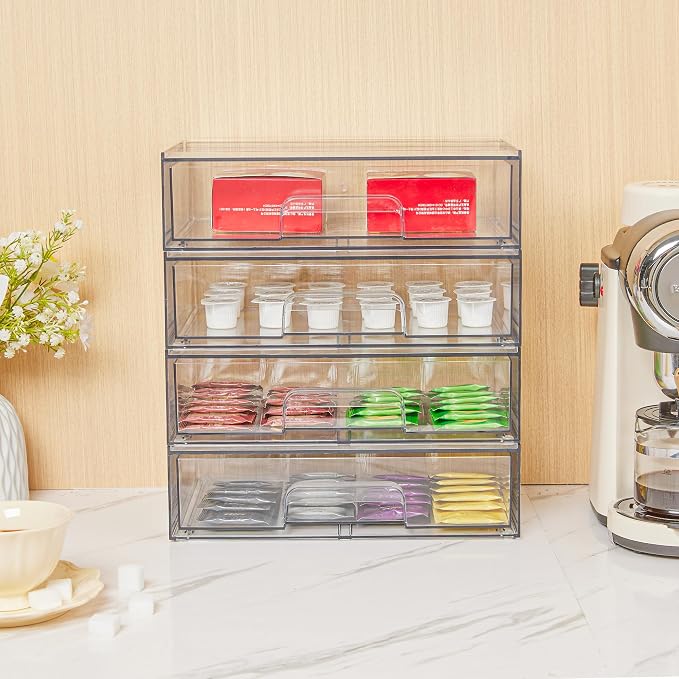 Vtopmart 12.1''W Clear Stackable Storage Drawers, 6 Pack Acrylic Plastic - Image 5