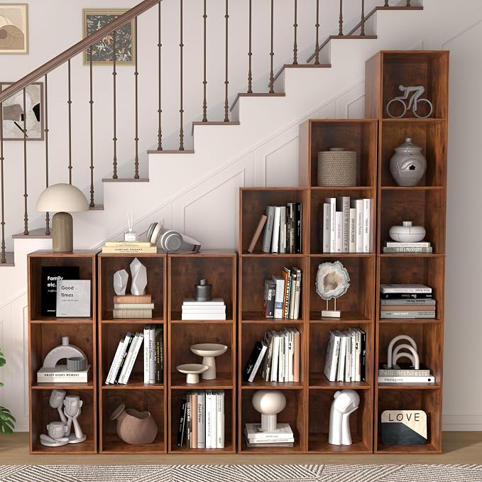 4 Cube Storage Organizer, 4 Tier Cube Bookcase Freestanding Storage Display - Image 9
