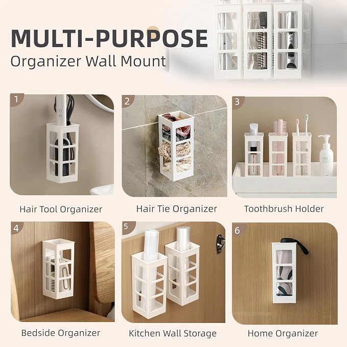 2 Set Hair Tool Organizer Wall Mount, Hanging Bathroom Hair Tool Organizer - Image 6