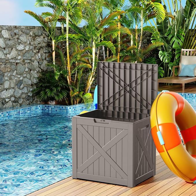30 Gallon Waterproof Resin Deck Box, UV Resistant Outdoor Storage - Image 3