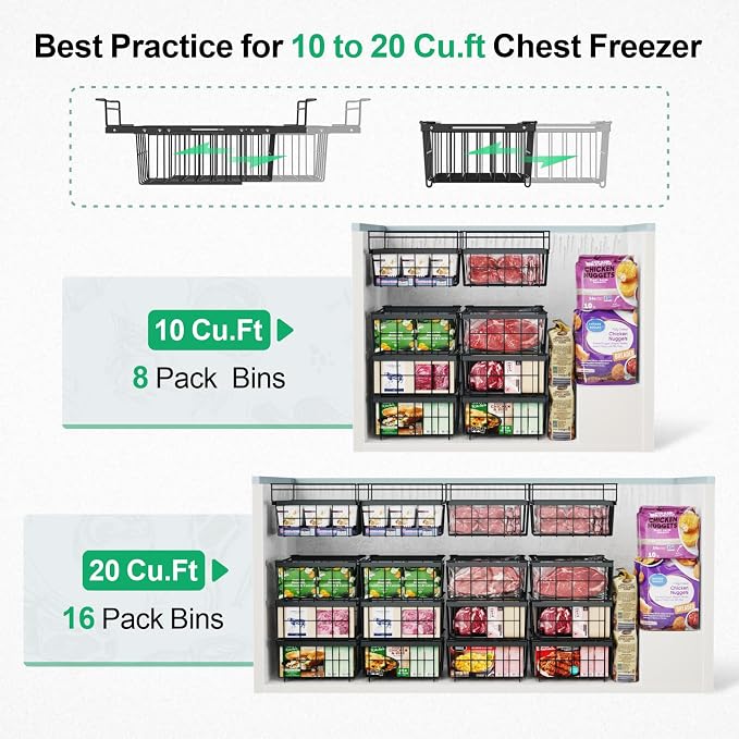 iSPECLE Large Expandable Freezer Organizer Bins - Image 5
