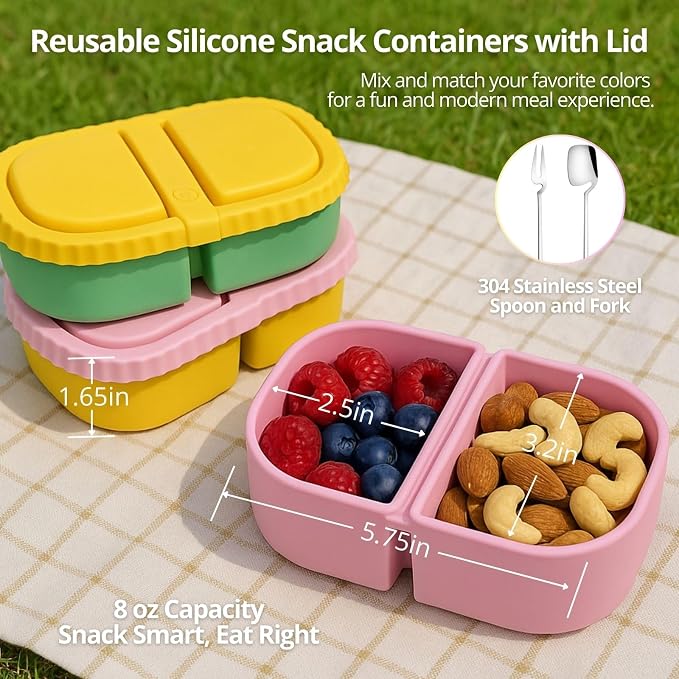 4 Pack Reusable Silicone Snack Containers - Image 5