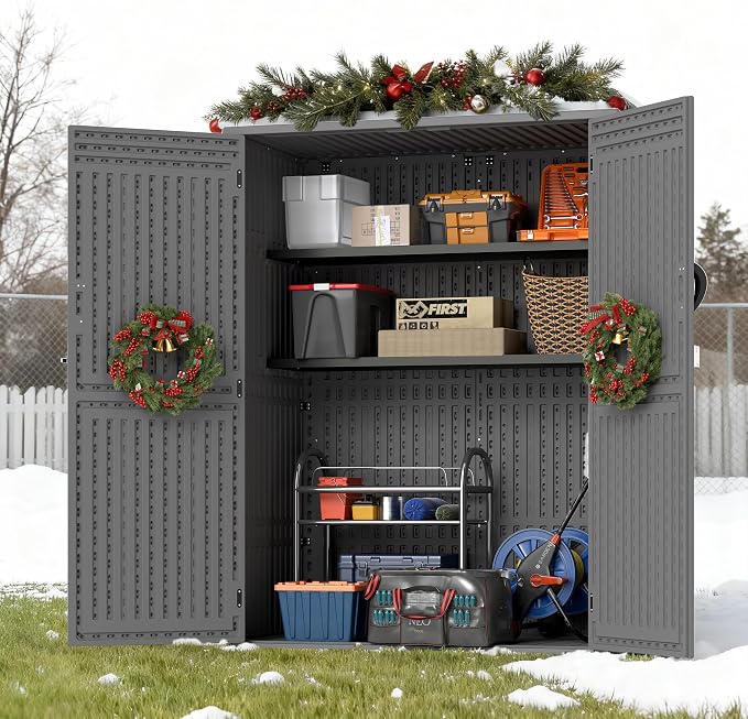 EHHLY Vertical Resin Storage Shed, 60 Cuft Garden Tool Sheds & Outdoor Storage - Image 2