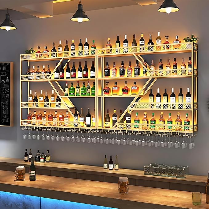 79in Metal Wine Rack Wall Mounted, Modern Wine Storage Rack Wall Mounted - Image 3