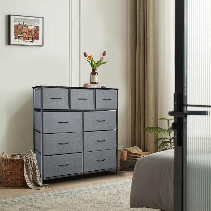 Dresser for Bedroom with 9 Drawers, Chest of Drawers, Storage Drawers Organizer - Image 2