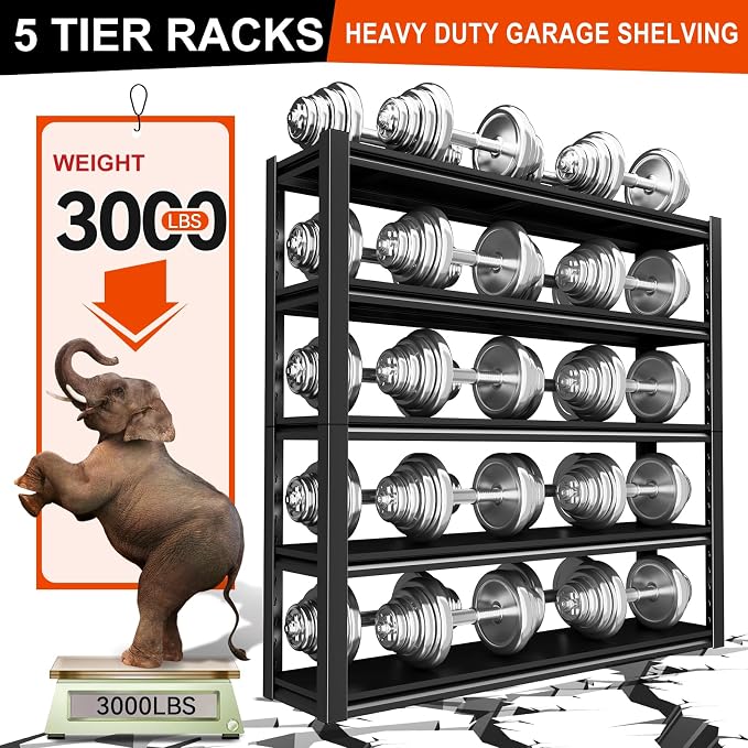 72" H Garage Shelving, Heavy Duty Storage Shelves, 3000LBS Steel Shelving - Image 3