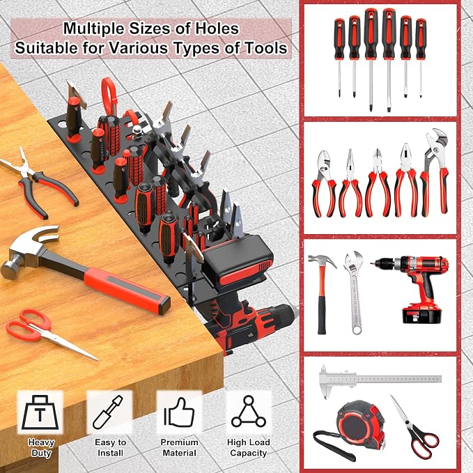 2Pcs Metal Screwdriver Organizer, Wall Mount Plier Organizer Hammer Holder - Image 3