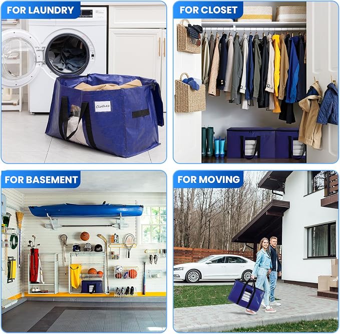 TAILI 8 Pack Dark Blue Extra Large Moving Bags, Heavy Duty Totes - Image 9