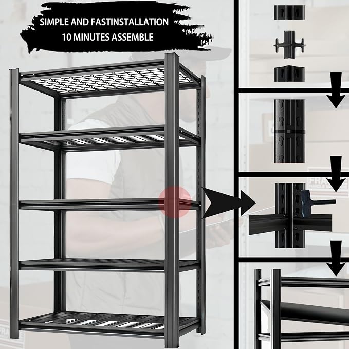 Storage Shelving Unit 6-Tier Heavy Duty Garage Shelves Metal Organizer Utility - Image 7