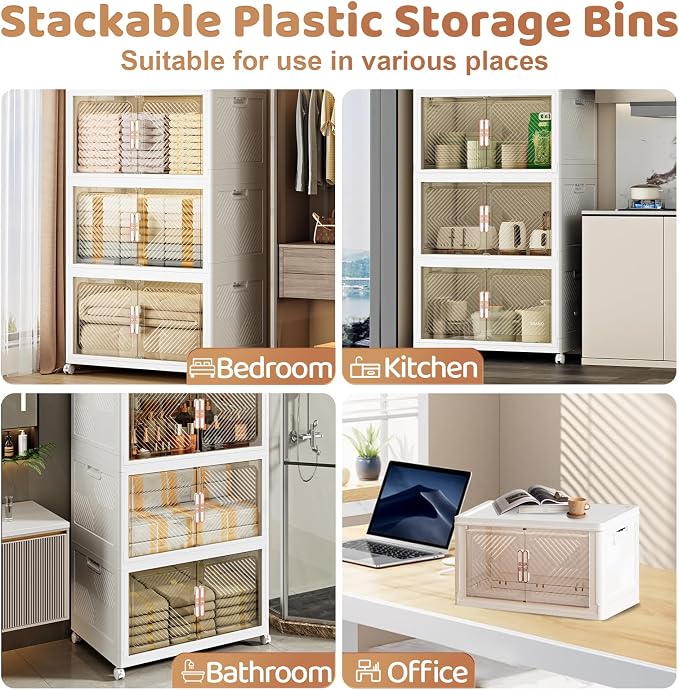 Storage Bins with Lid 76QT, Stackable Storage Containers with Wheels and - Image 5