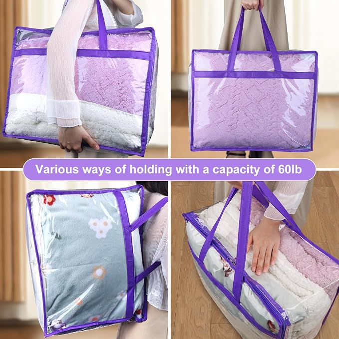 4 Pack Clear Zippered Storage Bags - Image 7