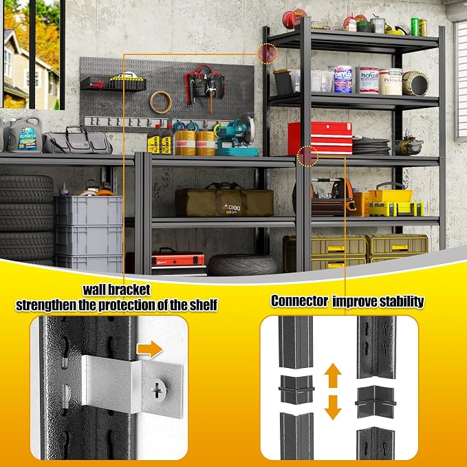 77'' Storage Shelves, Garage Metal Shelving Unit, Adjustable, Double-Layer - Image 7