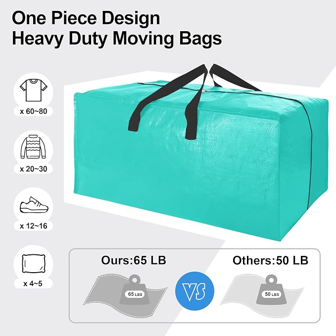 12 Pack Heavy Duty Large Moving Bags W/Backpack Straps - Image 5
