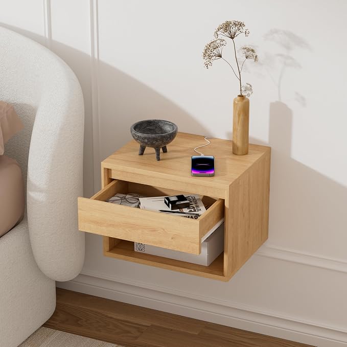 Mid Century Modern Floating Nightstand, Wall Mounted End Table - Image 5