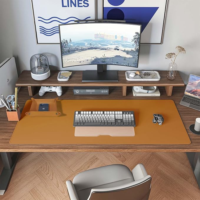 DAWNTREES Dual Sided Desk Mat, Leather Desk Pad, Cork Desk Mat Protector - Image 6