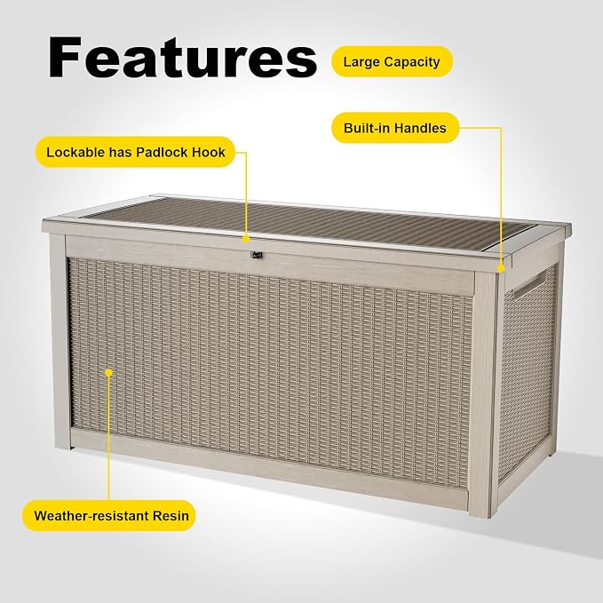 320 Gallon Outdoor Storage Box, Large Outdoor Deck Box, Waterproof & UV - Image 6