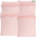 4-Piece Pink Medium Durable Organic Cotton Mesh Laundry Bags by NAHADS