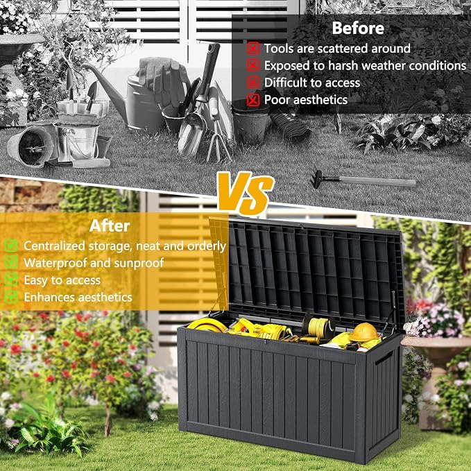 270 Gallon Deck Box, Resin Outdoor Indoor Waterproof Storage Box, Lockable - Image 8