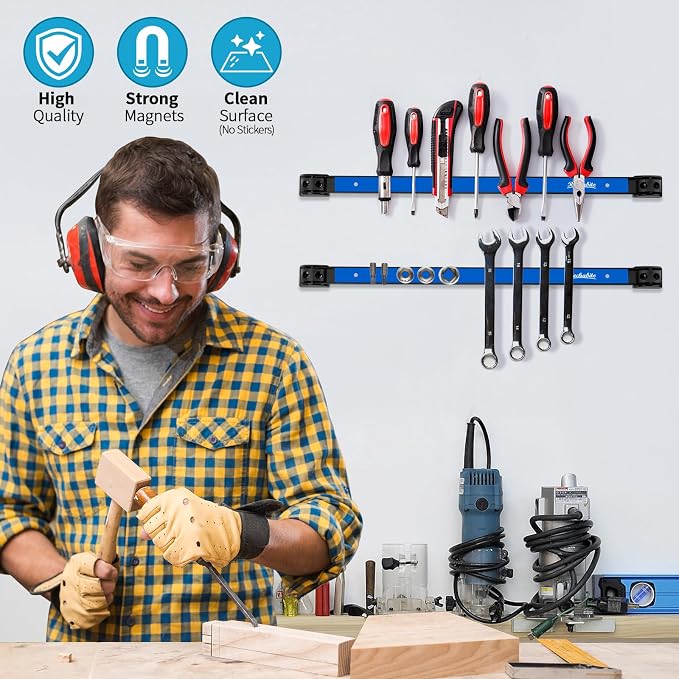 6 Pieces 18" Magnetic Tool Holder Strip, Metal Tool Organizer Rack - Image 2