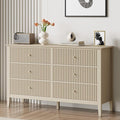 RoyalCraft Beige 6 Drawer Dresser, Fluted Modern Wood Chest of Drawers by Bringyoubetterlife