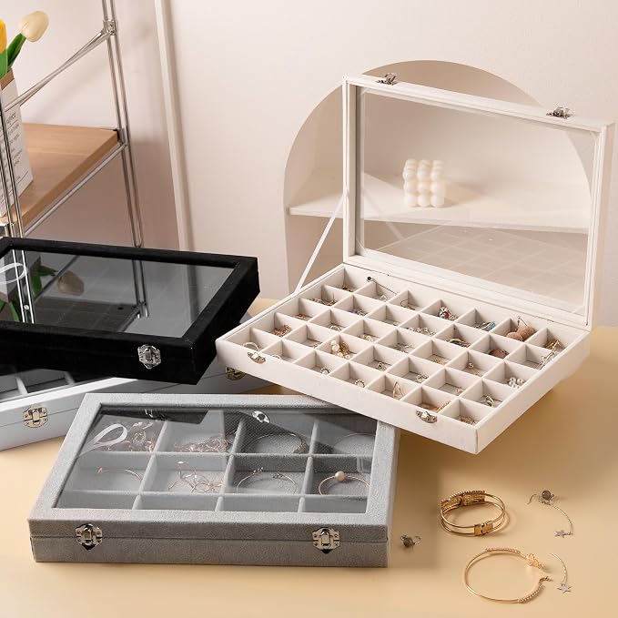 Frebeauty Velvet Jewelry Tray, 35 Grid Jewelry Organizer - Image 7