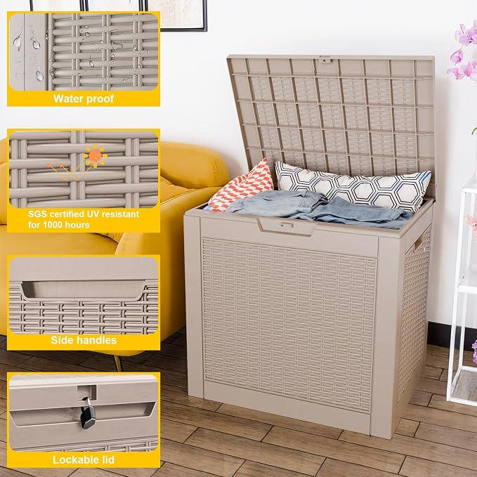 31 Gallon Outdoor Deck Box, Storage Lockable Waterproof Patio Furniture - Image 3