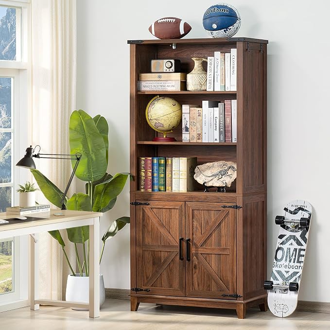70in Tall Bookshelf 5 Tier Bookcase - Image 3
