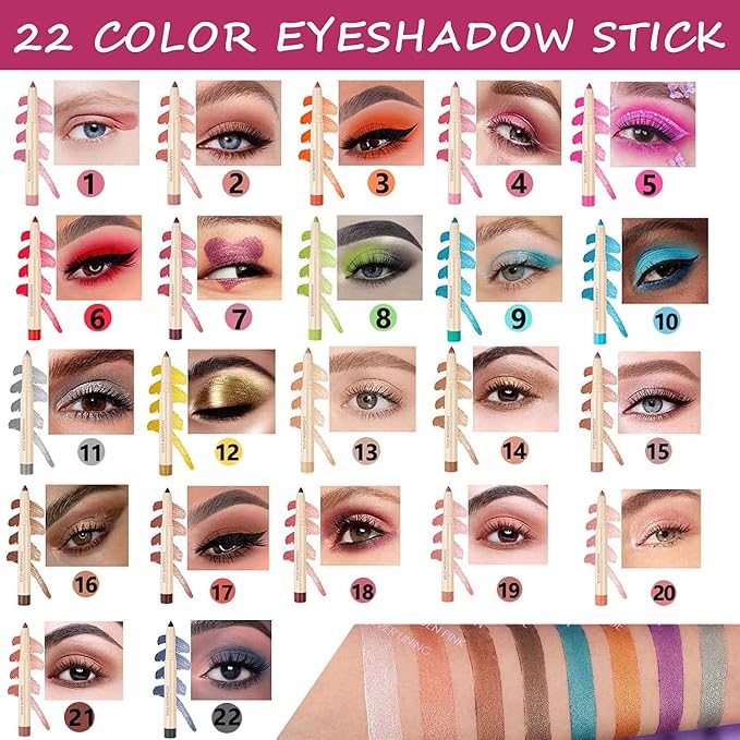 Silver Grey Cream Glitter Shimmer Eyeshadow Pencil, Waterproof Long Lasting Eye - Image 7