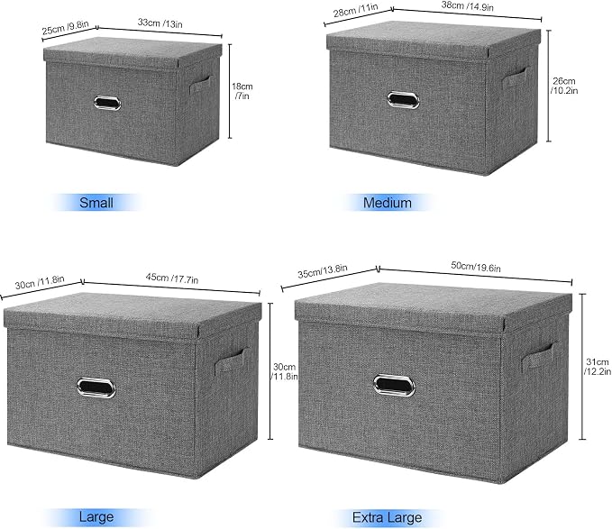 Large Linen Fabric Foldable Storage Bins - Image 6