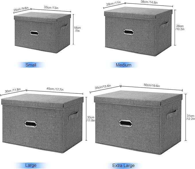 Large Linen Fabric Foldable Storage Bins - Image 6