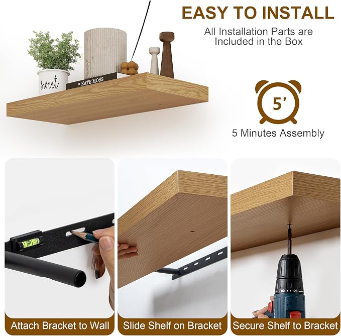 Fun Memories Floating Shelves 55 Inch Long, 8 Deep Floating Shelves - Image 8
