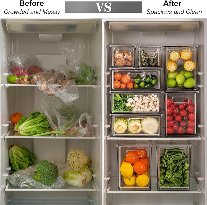 Taiuloo 3 Pack Stackable Refrigerator Organizer Bins - Image 4